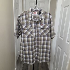 Wrangler Cotton Blend Multicolor Plaid Short Sleeve Shirt